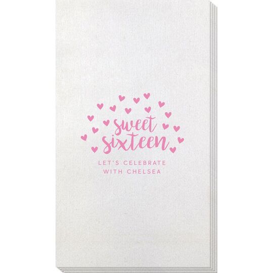 Confetti Hearts Sweet Sixteen Bamboo Luxe Guest Towels